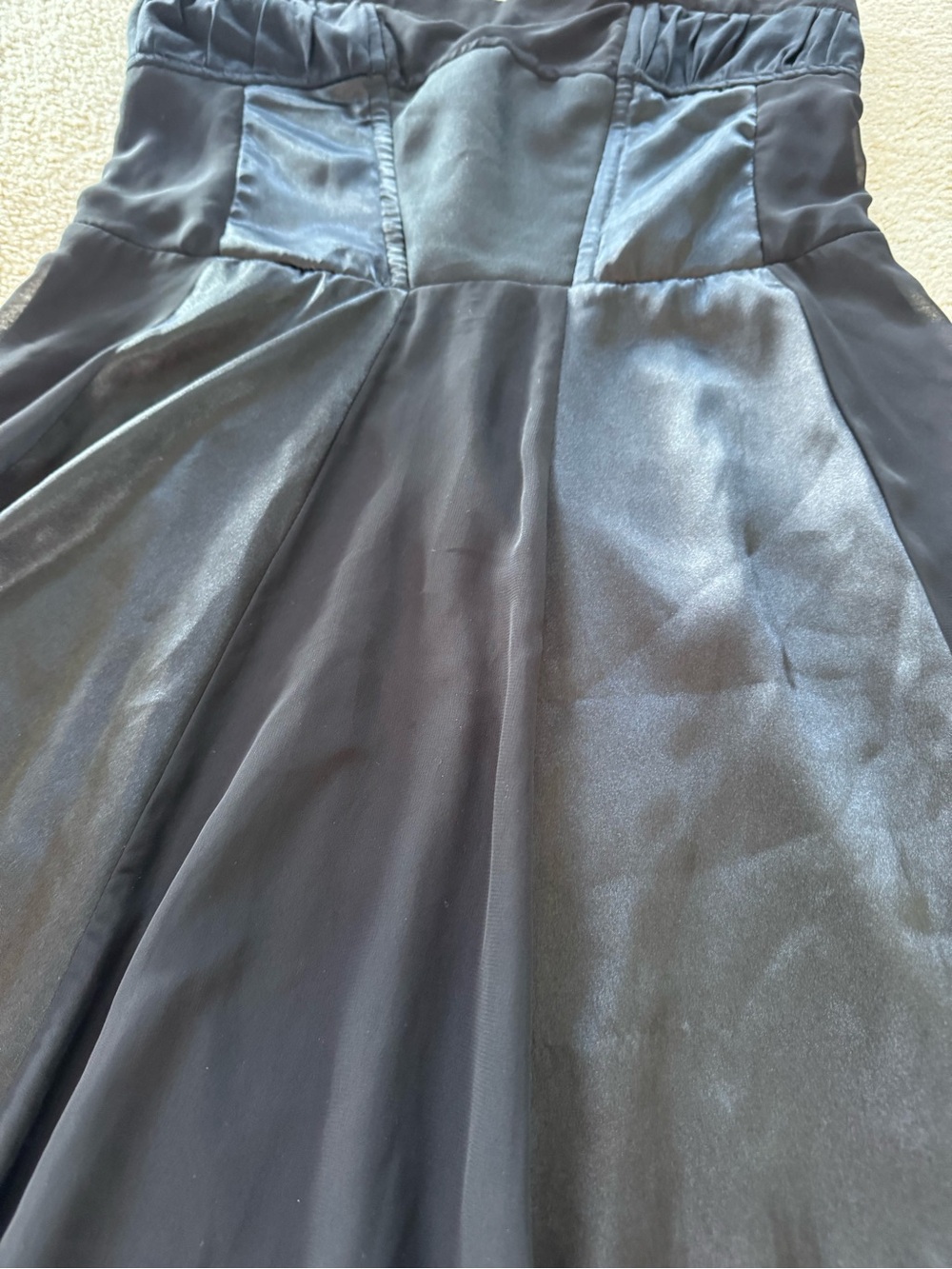 Size large L le chateau Black Strapless Satin Cocktail Dress corset style satin - Picture 9 of 15
